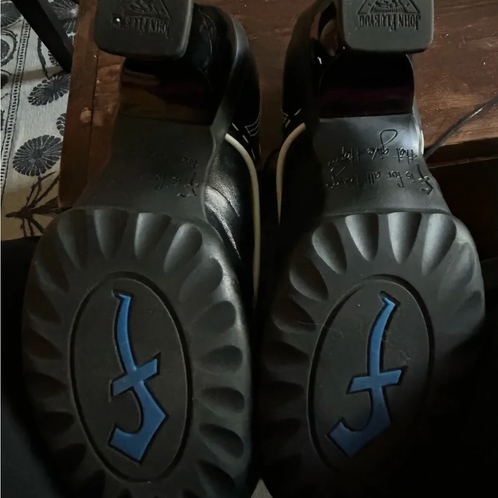 John Fluevog Black and White Heeled Boots - Picture 3 of 6